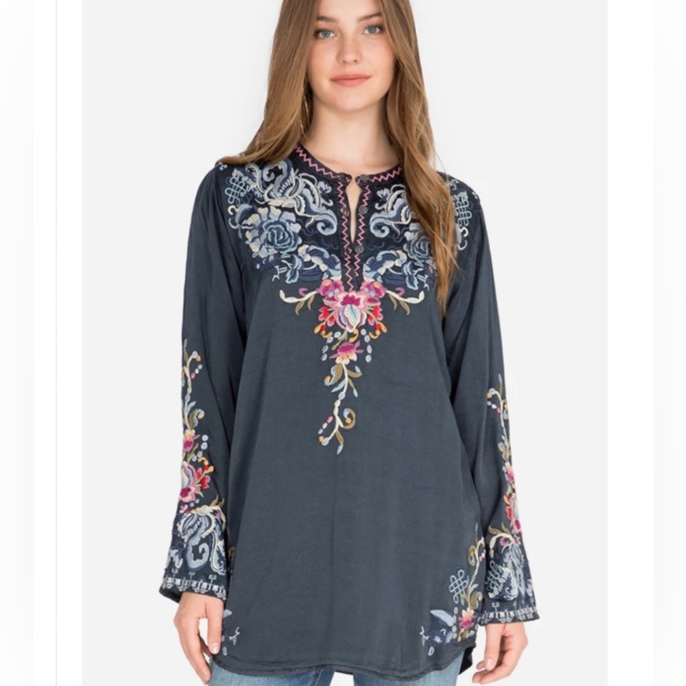 Esta satin blouse by Johnny Was